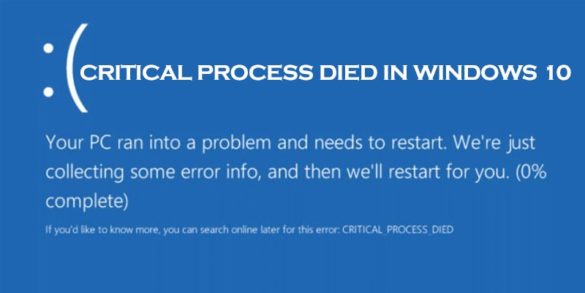 critical process died windows 10