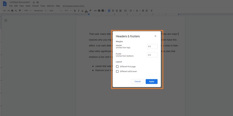 google docs reduce margins